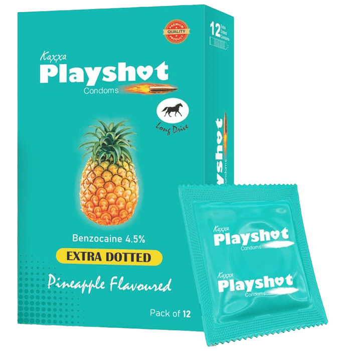 Kaxxa Playshot Extra Dotted Condom Pineapple