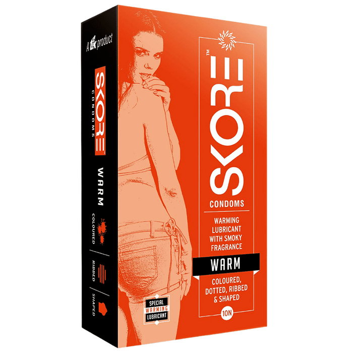 Skore Warm Coloured, Dotted, Ribbed & Shaped Condom (10 Each)