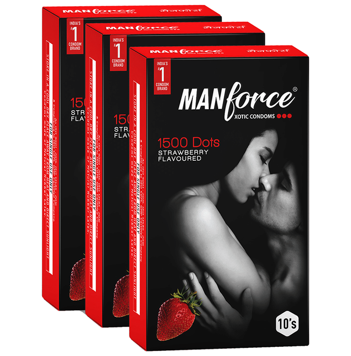 Manforce 1500 Dots Xotic Condom (10 Each) Strawberry