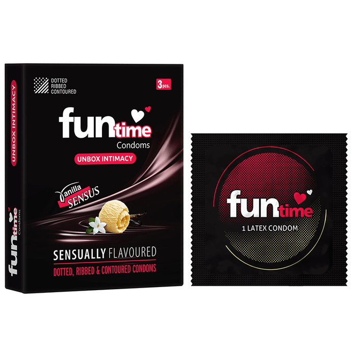 Funtime Dotted, Ribbed & Contoured Condom Vanilla Sensus
