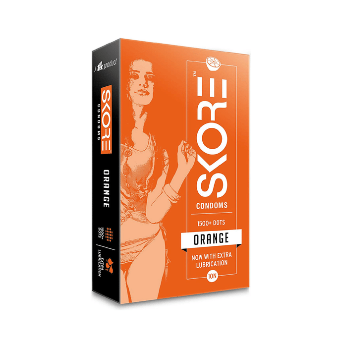 Combo Pack of Skore 1500+ Dot Condom (Orange Flavoured, Banana Flavoured & Strawberry Flavoured) & Not Out Climax Delay Condom (10 Each)