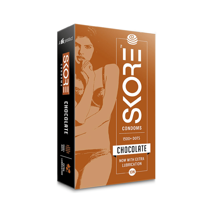 Virtual Combo Brand Combo Pack of Skore 1500+ Dots Chocolate Condom, Skore Nothing Chocolate Condom & Skore Chocolate Flavoured Lube (50ml)