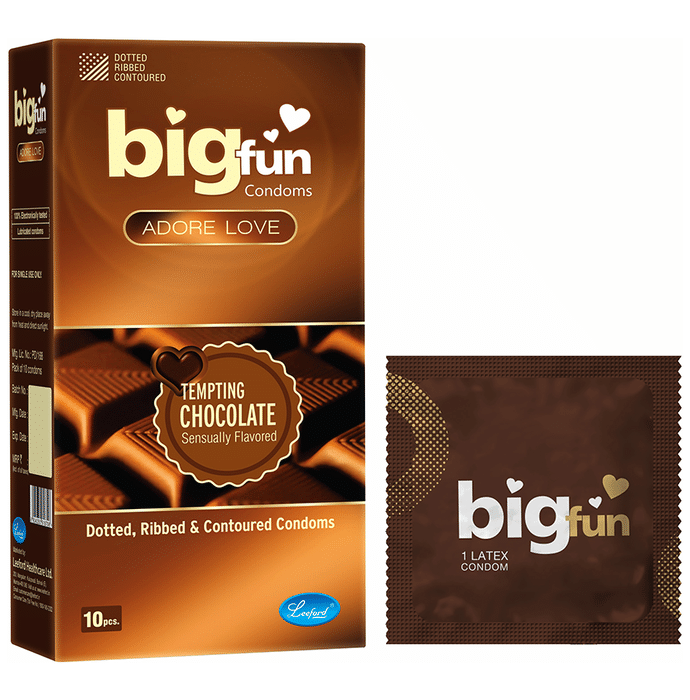 Bigfun Dotted, Ribbed & Contoured Condom Tempting Chocolate