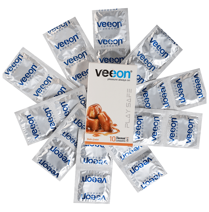 Veeon Play Safe Flavoured Condom (10 Each) Butterscotch