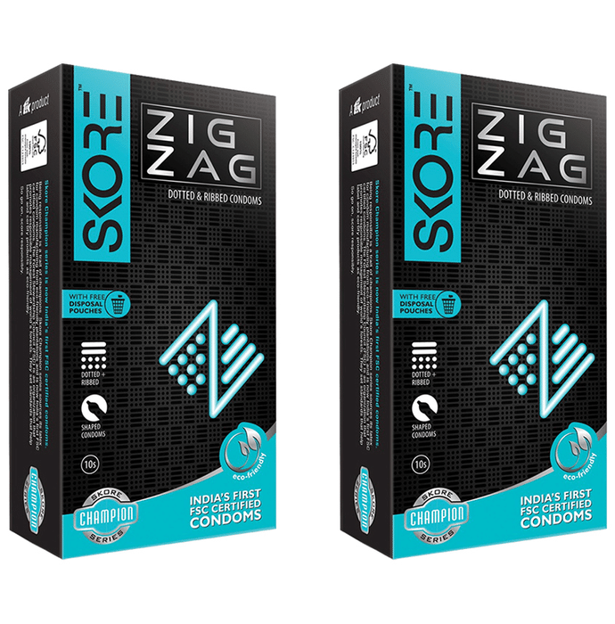 Skore Zig Zag Dotted & Ribbed Condom (10 Each)