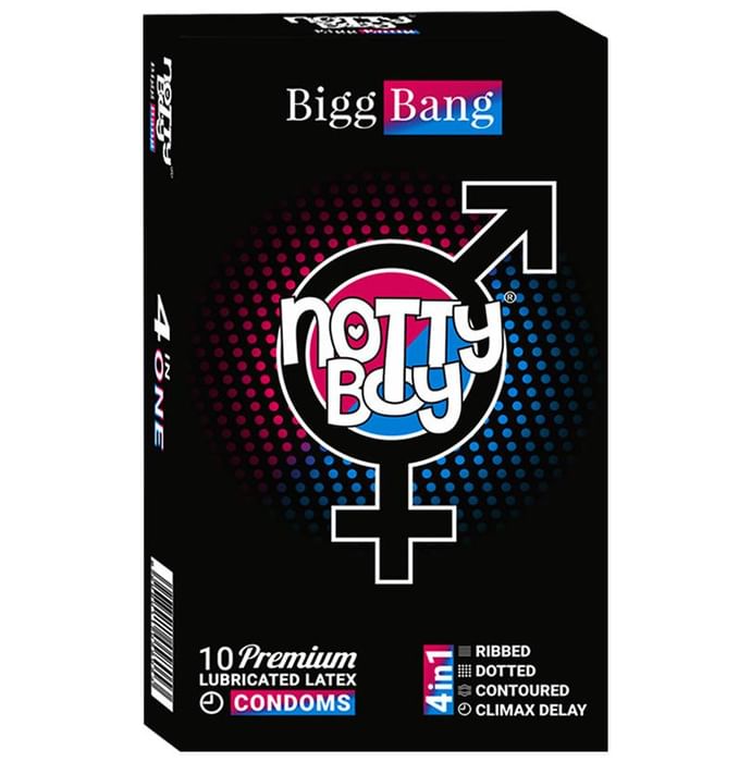 Notty Boy 4 in 1 Ribbed Dotted Climax Delay Contoured Bigg Bang Condom