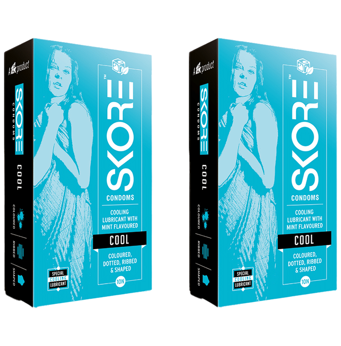 Skore Cool Coloured, Dotted, Ribbed & Shaped Condom (10 Each) Mint