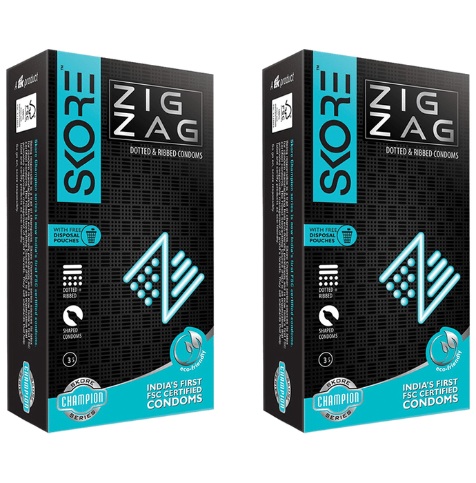 Skore Zig Zag Dotted & Ribbed Condom (3 Each)
