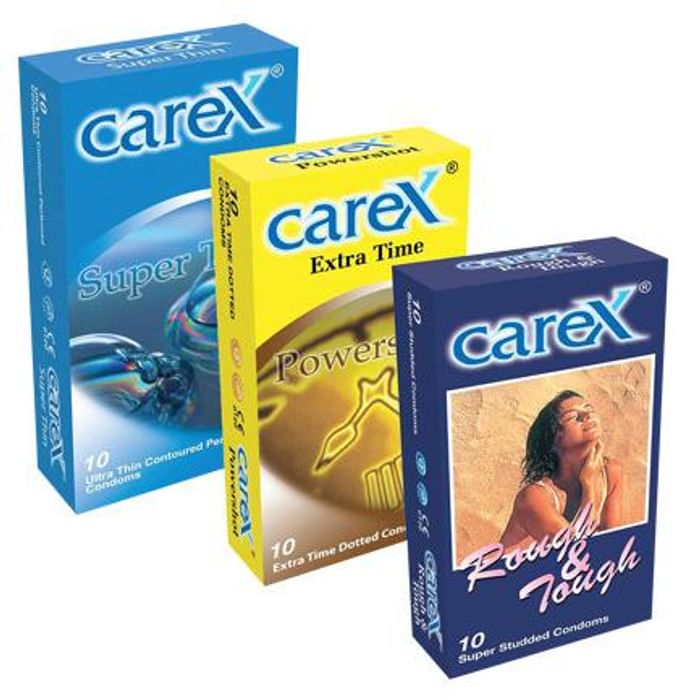 Carex Combo Pack of Powershot, Super Thin and Rough & Tough Condoms (10 Each)