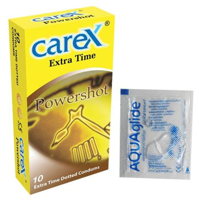 Carex Combo Pack of Carex Powershot Extra Time Dotted Condom & Joy Division AQUAglide Medical Lubricant