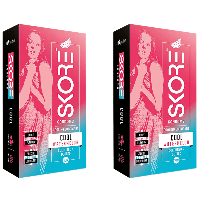 Skore Cooling Lubricant Condom (10 Each) Watermelon