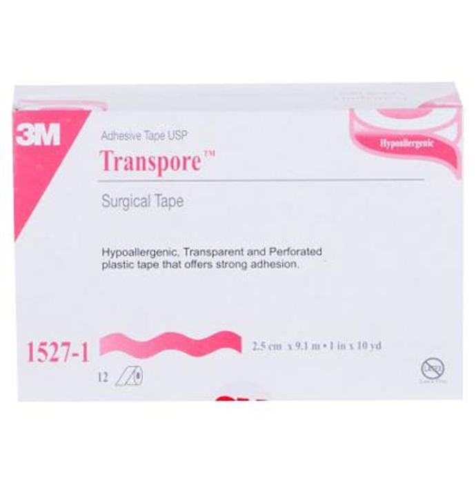 3M 1527-1 Transpore Hypoallergenic Surgical Tape 1 inch x 10 yard