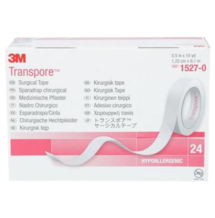 3M 1527-0 Transpore Hypoallergenic Surgical Tape 1/2 inch x 10 yard