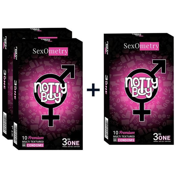 Notty Boy 3 in One Sex Ometry Condom Buy 2 Get 1 Free (10 Each)