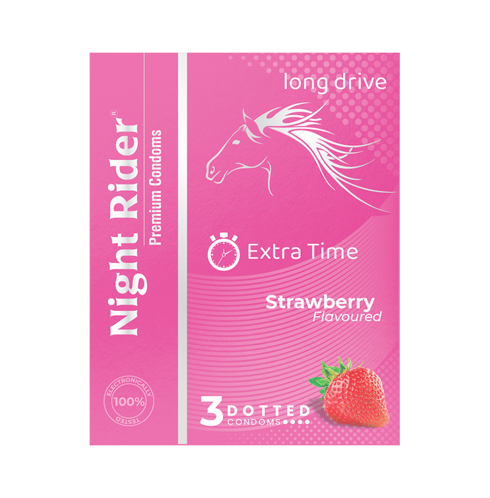 Night Rider Extra Time Dotted Condom Strawberry