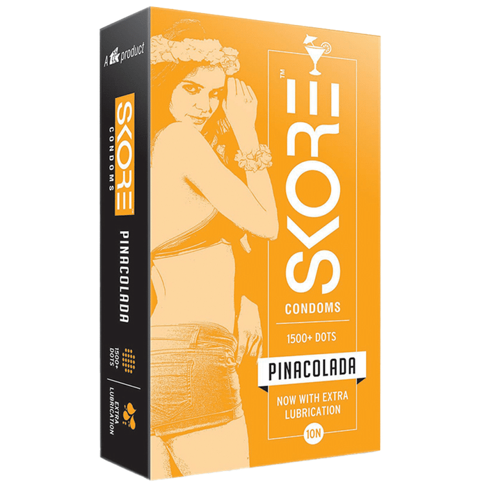 Skore 1500+ Dot with Extra Lubrication Condom (10 Each) Pina Colada