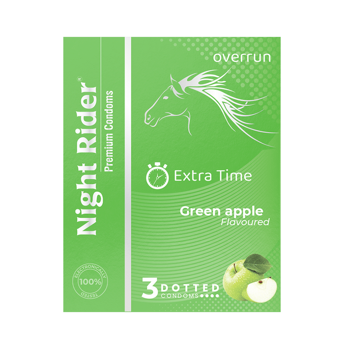 Night Rider Extra Time Dotted Condom Green Apple