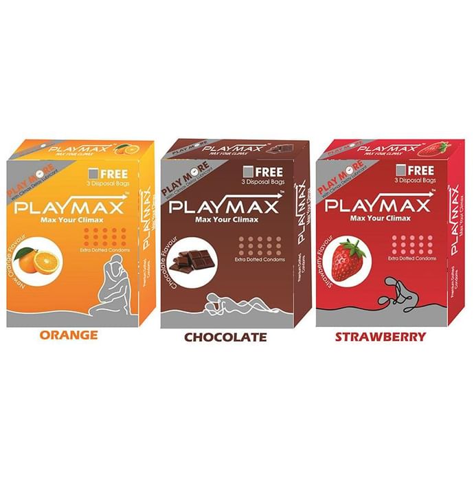 Playmax Extra Dotted Condom Orange Chocolate Strawberry