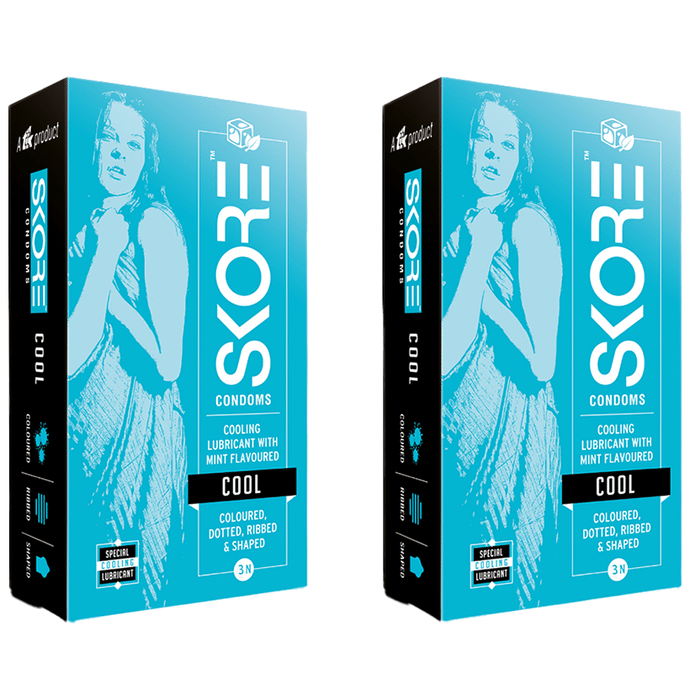 Skore Cool Coloured, Dotted, Ribbed & Shaped Condom (3 Each) Mint