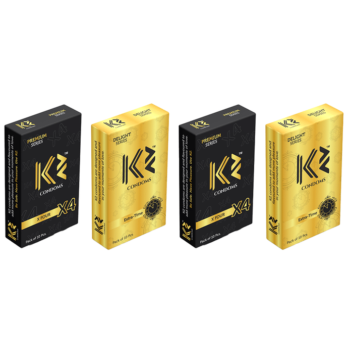 K2 Dotted Delight Series and Premium Series Condom X4(20Pc),Extra Time(20Pc)