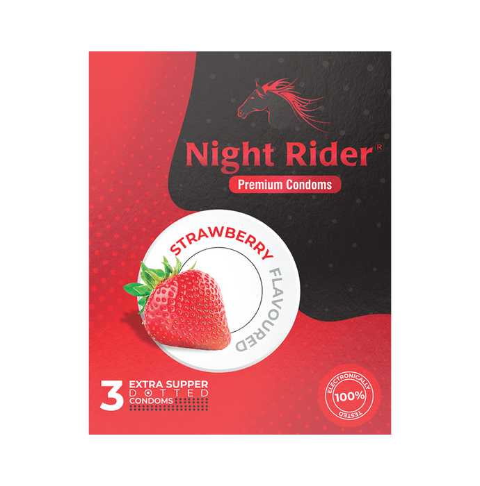 Night Rider Extra Super Dotted Condom Strawberry