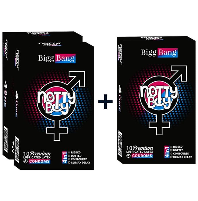 Notty Boy 4 in One Bigg Bang Condom Buy 2 Get 1 Free (10 Each)