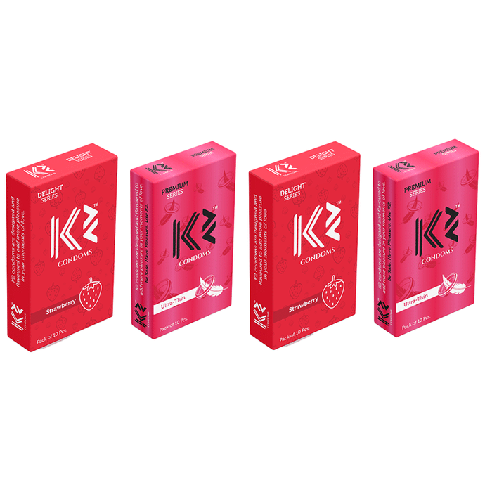 K2 Dotted Delight Series and Premium Series Strawberry(20Pc),Ultra Thin(20Pc)