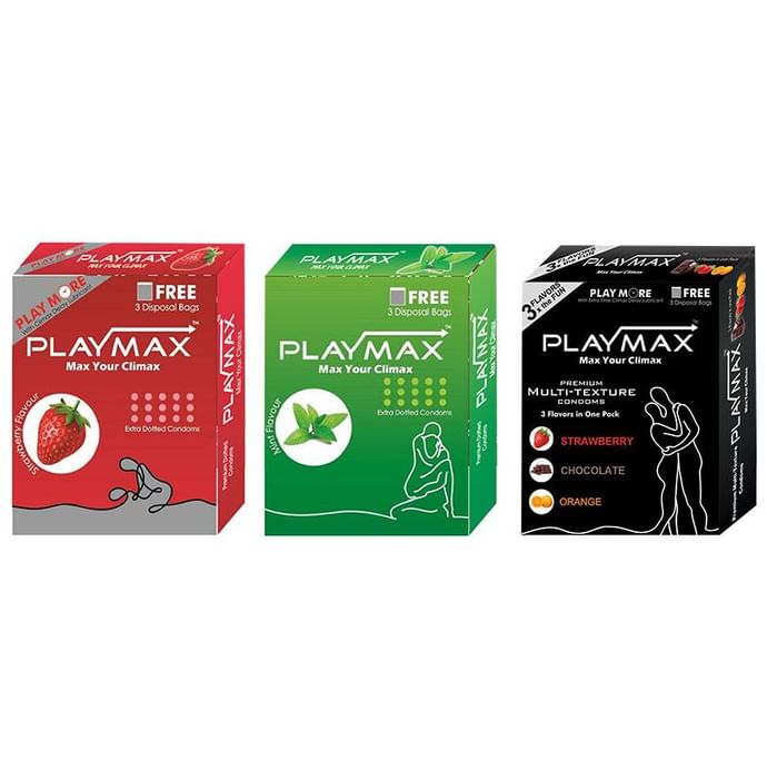 Playmax Extra Dotted Condom Strawberry Mint Assorted