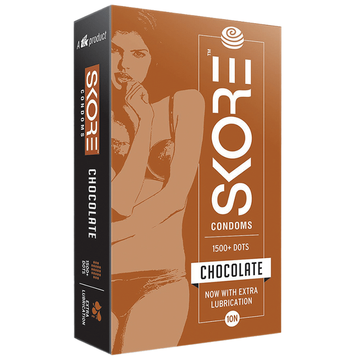 Skore 1500+ Dot with Extra Lubrication Condom (10 Each) Chocolate