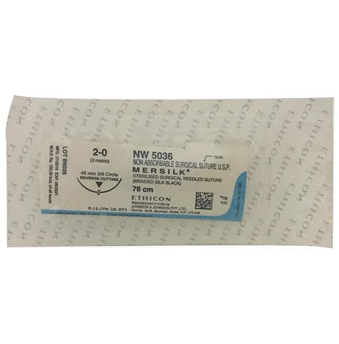 Ethicon Mersilk NW 5036 Non Absorbable Surgical Suture 76cm Reverse Cutting