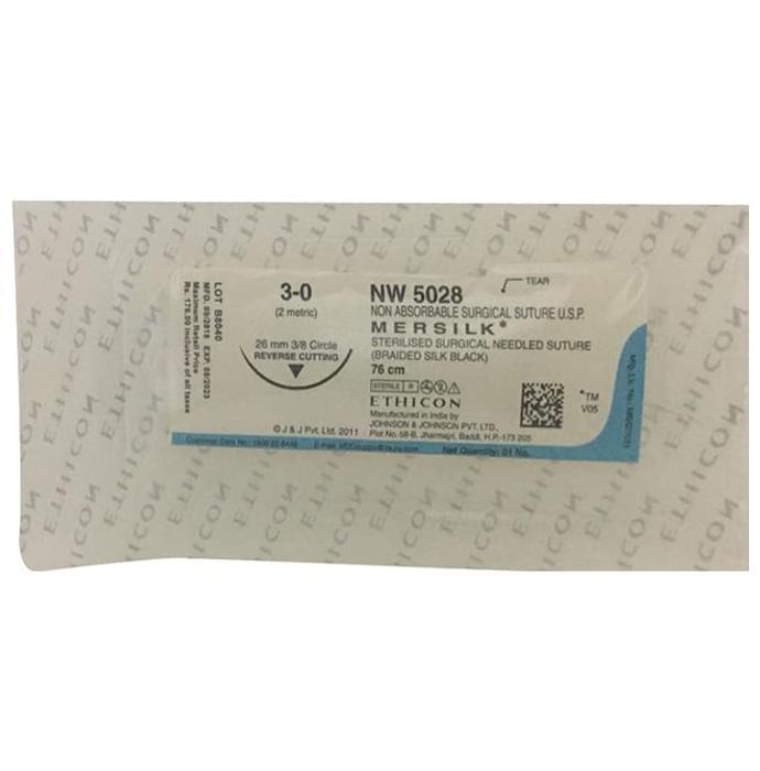 Ethicon Mersilk NW 5028 Non Absorbable Surgical Suture 76cm Reverse Cutting