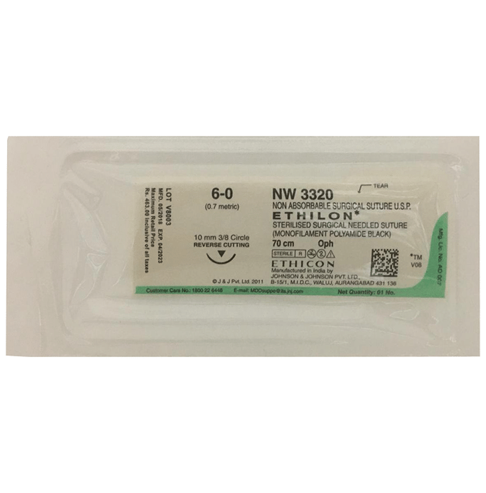 Ethicon Ethilon NW 3320 Non Absorbable Surgical Suture 70cm Reverse Cutting