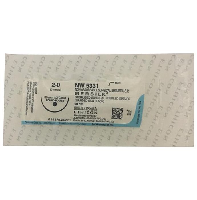 Ethicon Mersilk NW 5331 Non Absorbable Surgical Suture 90cm Round Bodied