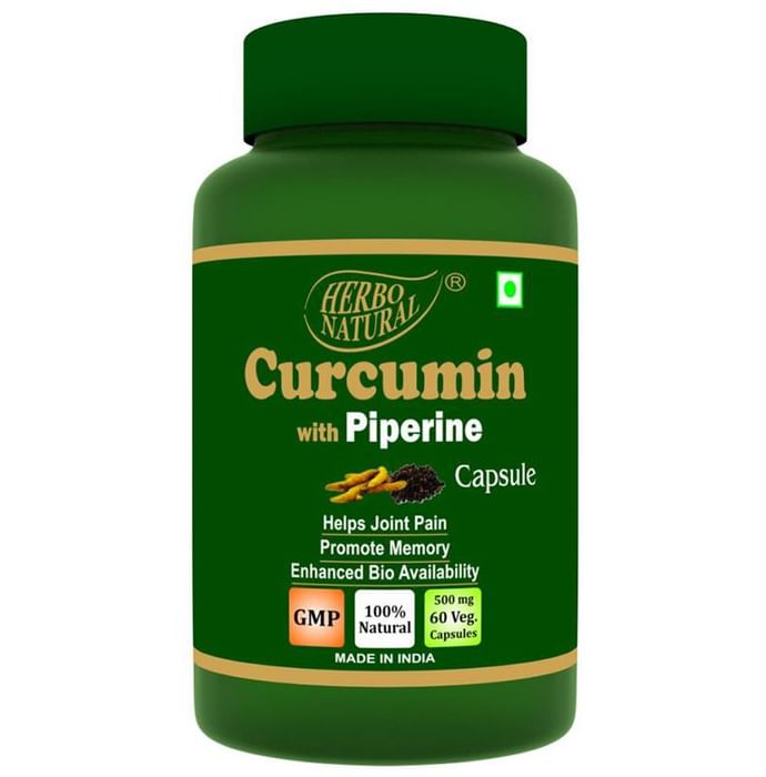 Herbo Natural Curcumin with Piperine 500mg Veg Capsule