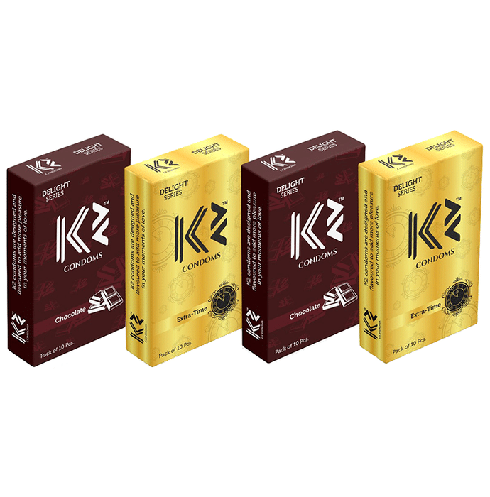 K2 Combo Pack of Dotted Condom Chocolate(20Pc),Extra Time(20Pc)
