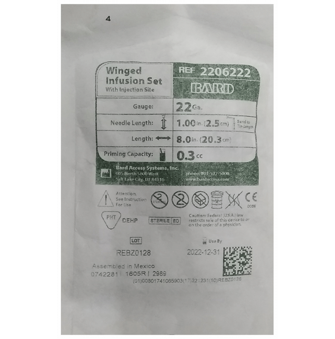 Bard 2206222 Winged Infusion Set 22G