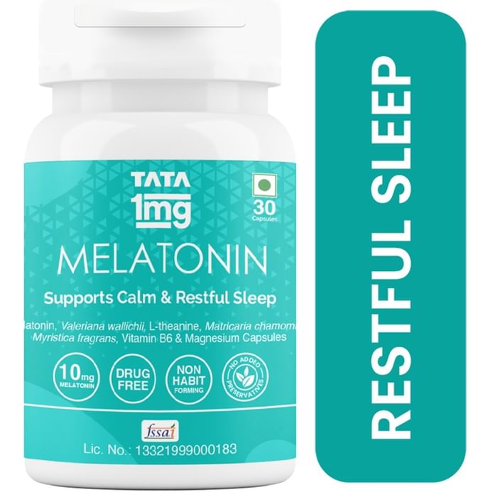 Tata 1mg Melatonin 10mg Vegetarian Capsule for Calm & Restful Sleep