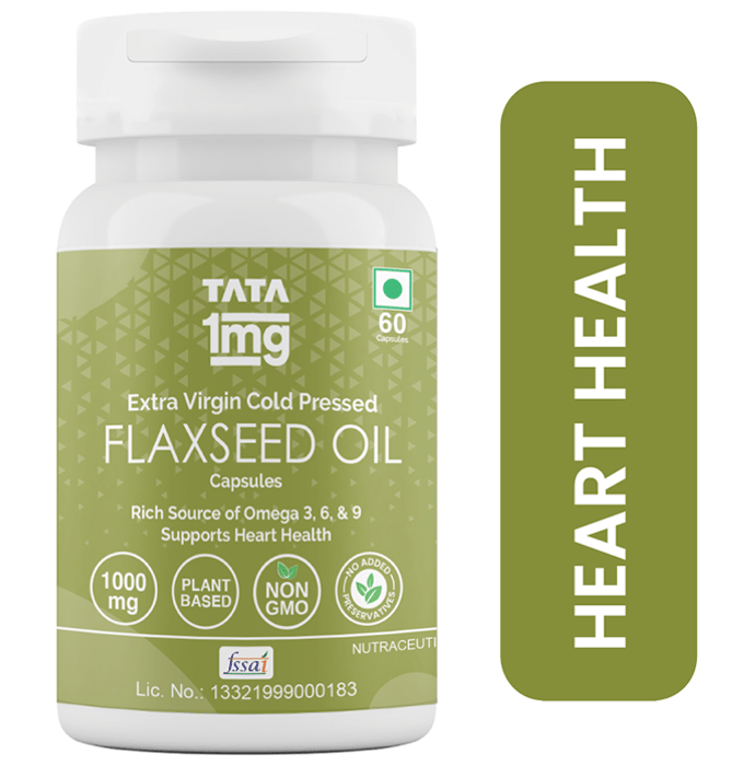 Tata 1mg Flaxseed Oil 1000mg Omega 3 Capsule for Heart Health