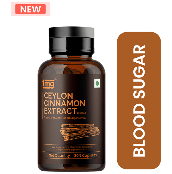 Tata 1mg Ceylon Cinnamon 10:1 Ratio Extract for Blood Sugar Management 200mg Capsule