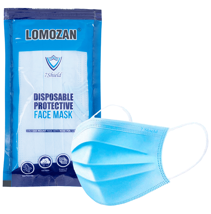 7 Shield 3 Ply Disposable Protective Face Mask Blue