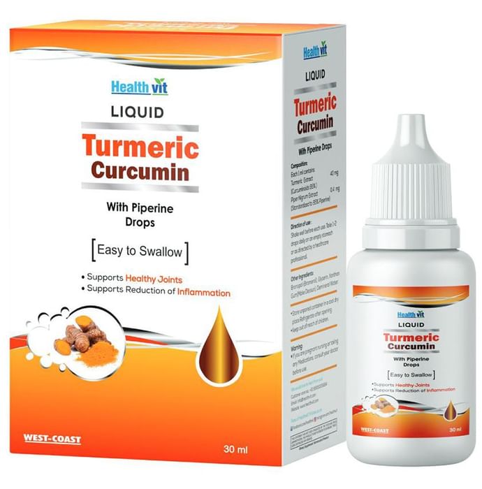 HealthVit Turmeric Curcumin with Piperine Liquid Drop