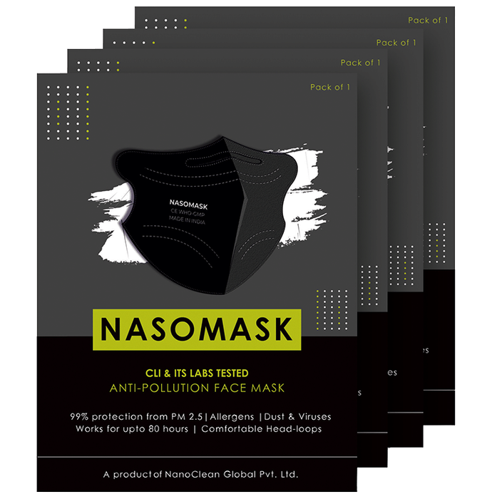 Nasomask N95 Anti-Pollution Face New Design Earloop Black