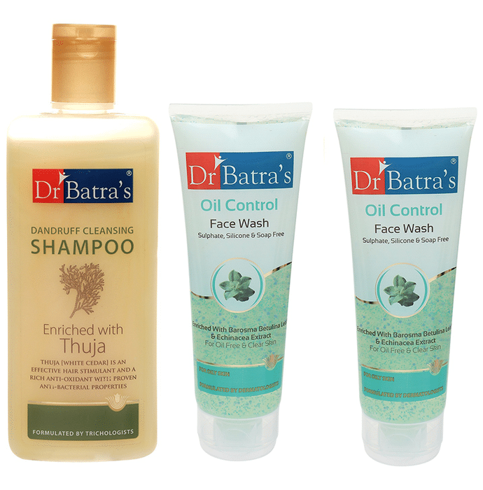 Dr Batra's Combo Pack of Dandruff Cleansing Shampoo 200ml and Oil Control Face Wash (2x100gm)
