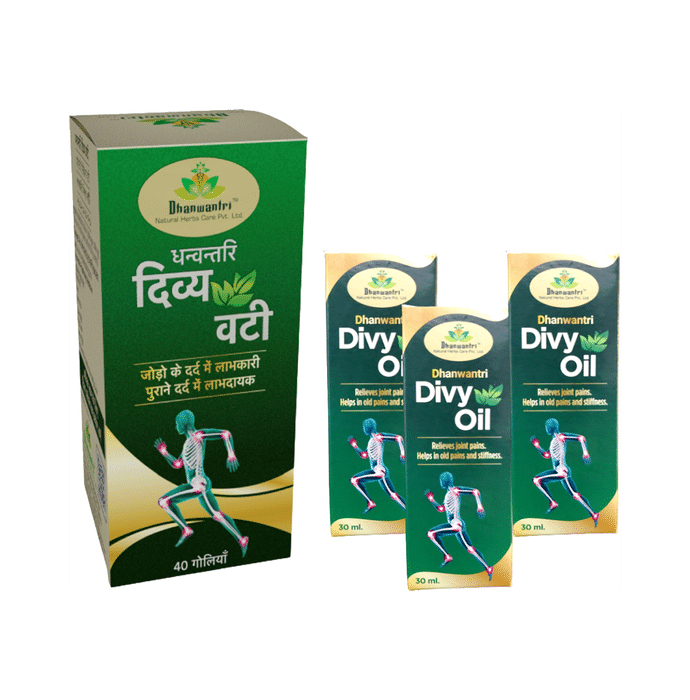 Dhanwantri Divy Vati 40 Tablet and 3 Divy Oil(60ml Each)