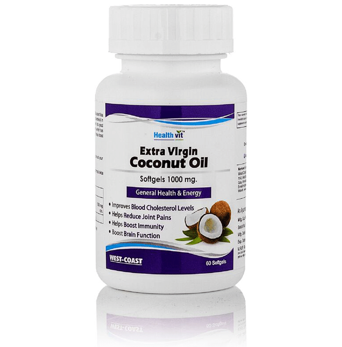 HealthVit Extra Virgin Coconut Oil 1000mg Softgels