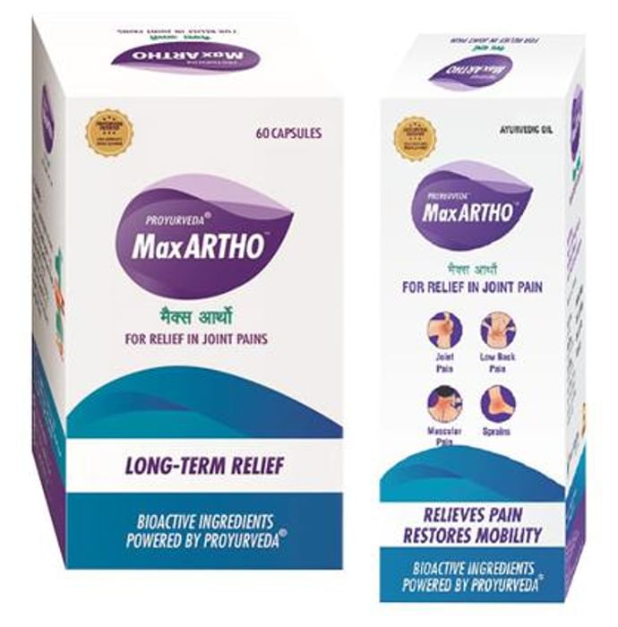 Proyurveda Joint Pain Relief Combo Pack of Maxartho 60 Capsule & Maxartho Oil 50ml