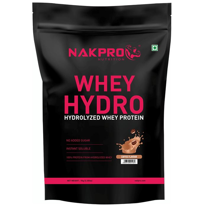 Nakpro Nutrition Whey Hydro Hydrolyzed Whey Protein Powder Coffee