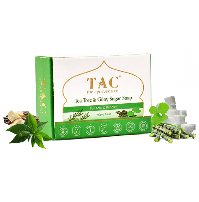 TAC The Ayurveda Co. Tea Tree & Giloy Sugar Soap (100gm Each)