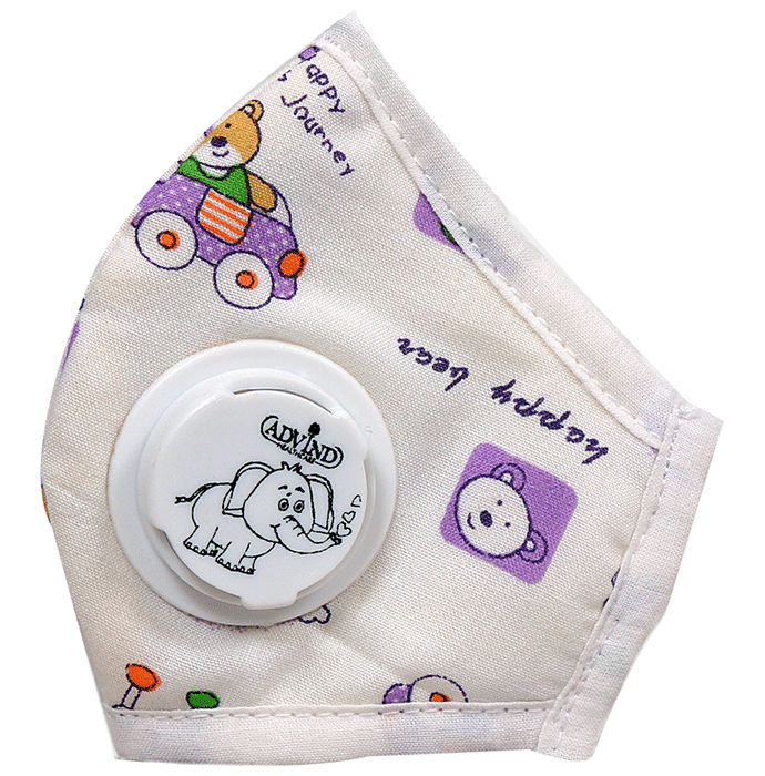 Advind Healthcare Smog Guard N95 Kids Mask with One Valve XS Teddy Bear Design