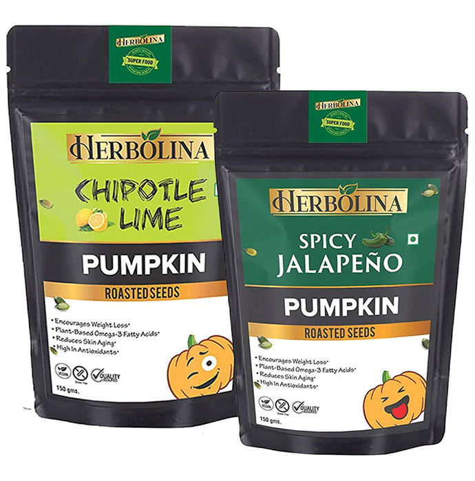 Herbolina Pumpkin Roasted Seeds (150gm Each) Spicy Jalapeno & Chipotle Lime
